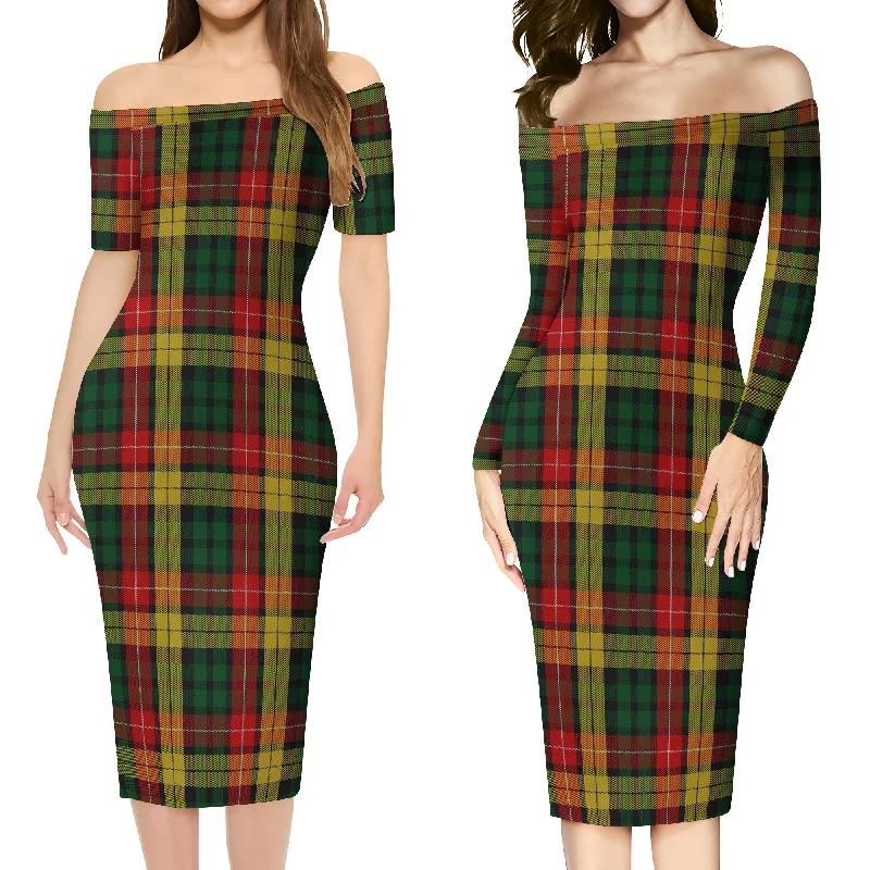 Hurry In Buchanan Tartan Off Shoulder Lady Dress