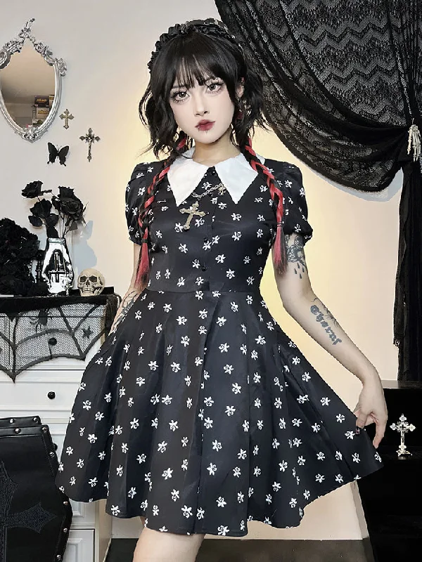 Incredible Offers Gothic Down Print Sleeve Swing Short Turn Collar Punk Cloak Bodycon A-Line Dress Incredible Offers Gothic Down Print Sleeve Swing Short Turn Collar Punk Cloak Bodycon A-Line Dress