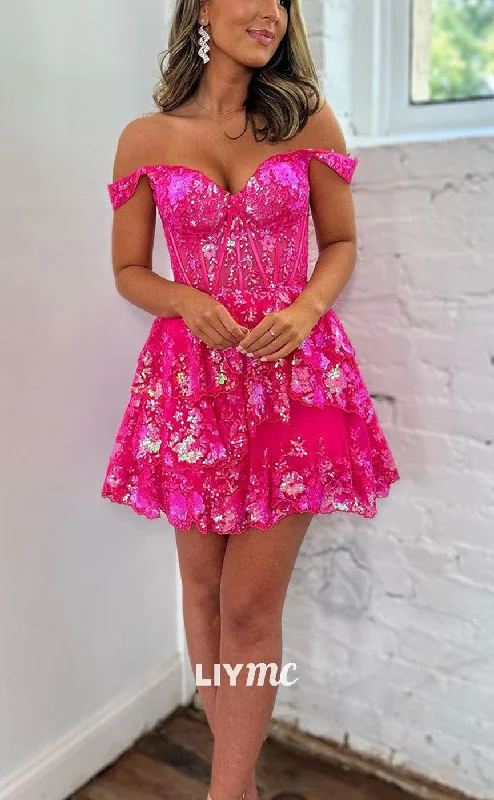 Massive Deals LY321 - Off-Shoulder Sleeveless Appliques A-Line Short Homecoming Dress Massive Deals LY321 - Off-Shoulder Sleeveless Appliques A-Line Short Homecoming Dress