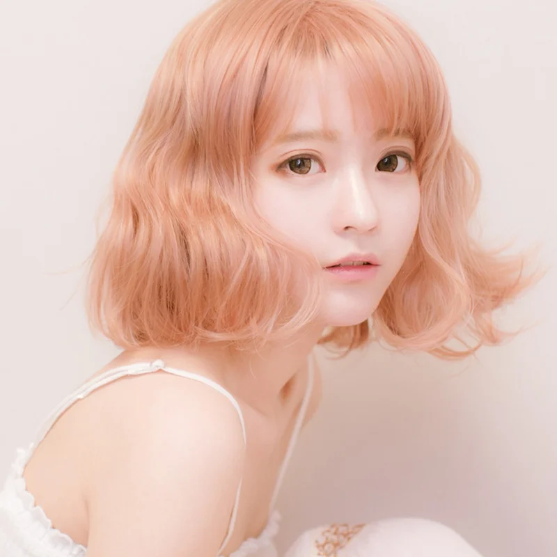 Savings Alert Harajuku fluffy gold powder short hair pear head cos wig  YV2006