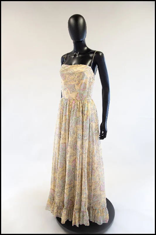 Super Sale Vintage 1970s Paisley Print Maxi Dress and Jacket