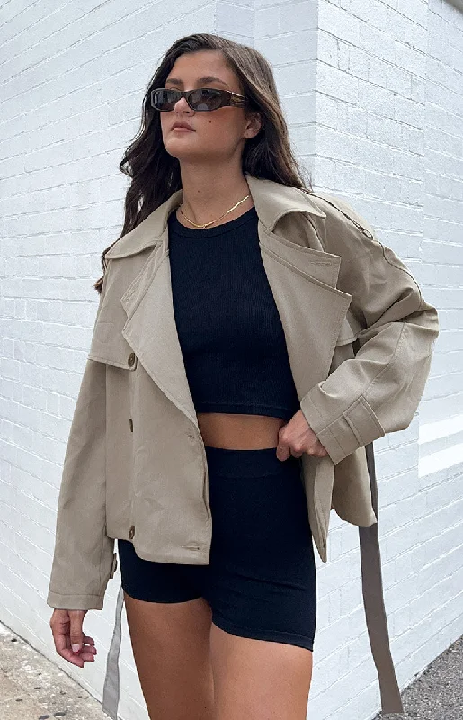 Deal Explosion Azura Grey Cropped Trench Coat