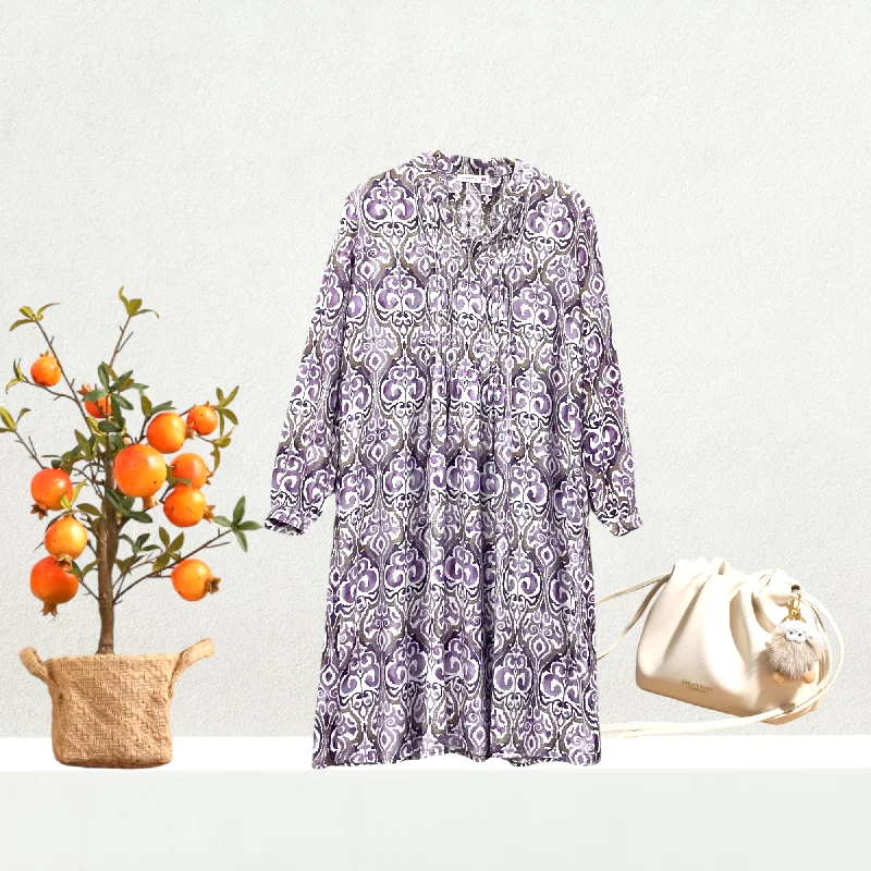 Midnight Madness Patch Casual V Neck Printed Dress