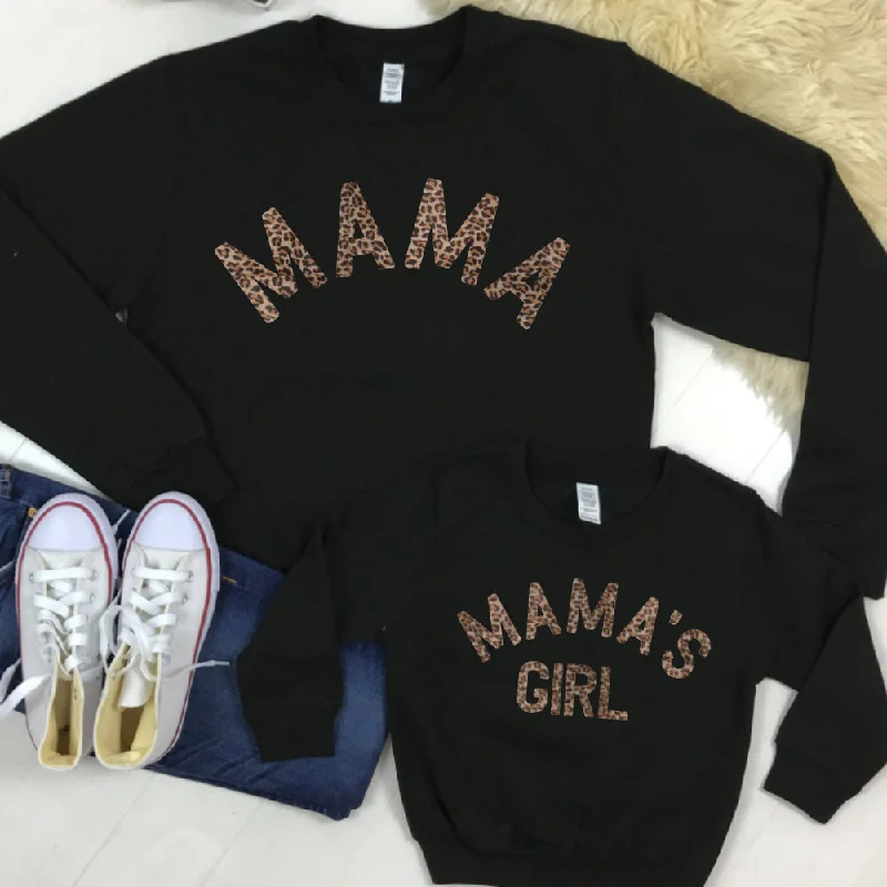 Price Blitz Mama & Mama's Girl Leopard Sweatshirts Black (MRK X)