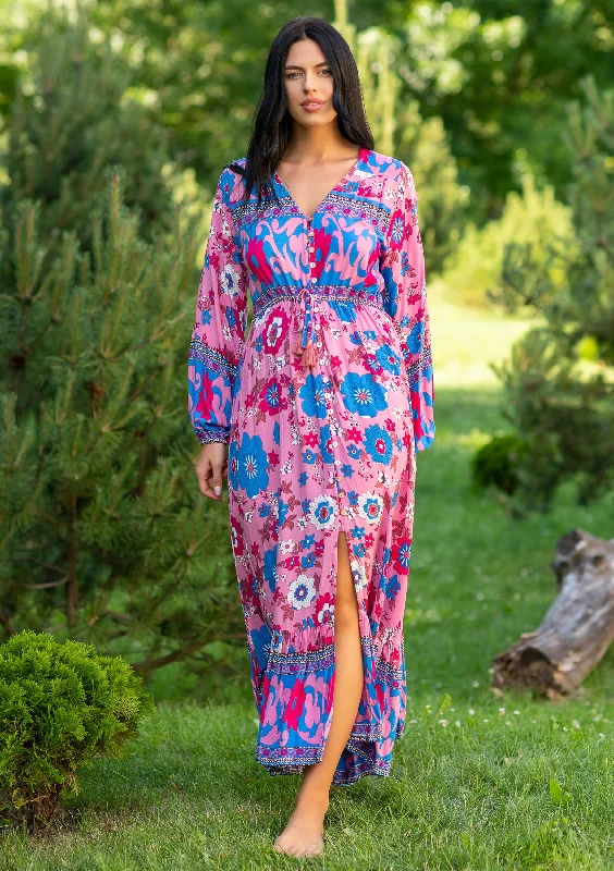 Savings Spectacular Camella Blue Flowers Purple Dress