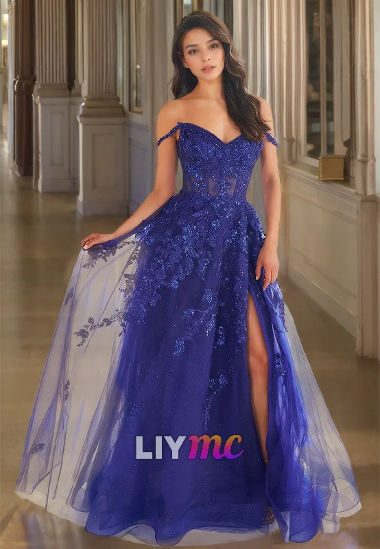 Weekend Special V-Neck Sleeveless Appliques Tulle A-Line Prom Dress