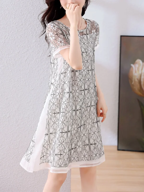 Fantastic Deals Plus Size White Lace A Line Shift Dress