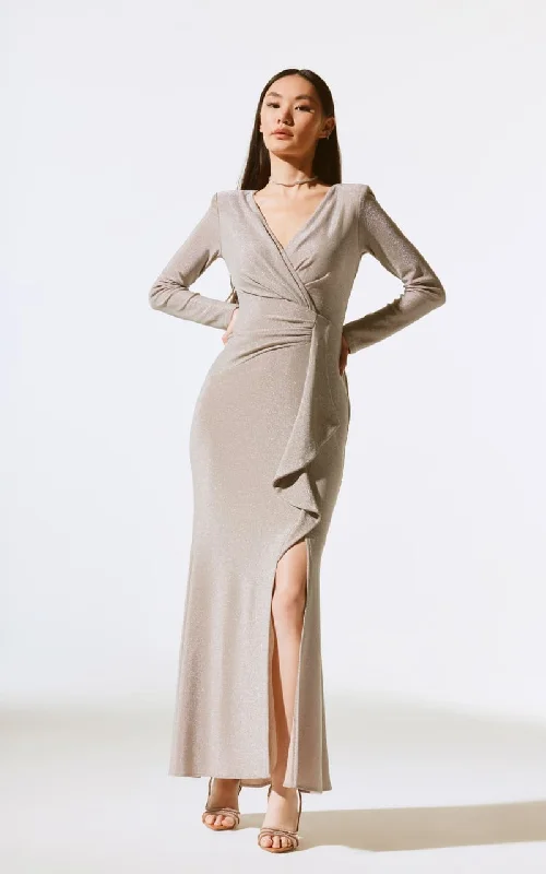 Bargain Prices Joseph Ribkoff - Sparkle Knit Long Sleeve Wrap Gown