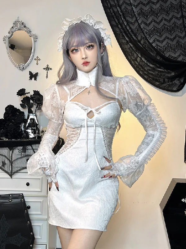 Bargain Prices Lace Sleeve Mesh Bodycon Cocktail Vintage Witchy Flare Goth Retro Gothic Dress Bargain Prices Lace Sleeve Mesh Bodycon Cocktail Vintage Witchy Flare Goth Retro Gothic Dress