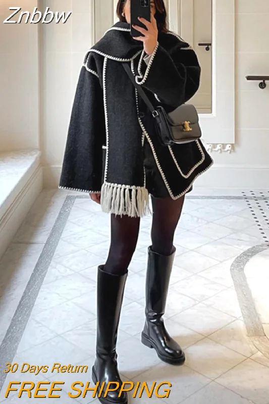 New Deals Znbbw Loose Scarf Women's Single Breasted Warm Coat Solid Elegant Wide Sleeve Thick Outwear Autumn Winter Female Streetwear New Deals Znbbw Loose Scarf Women's Single Breasted Warm Coat Solid Elegant Wide Sleeve Thick Outwear Autumn Winter Female Streetwear