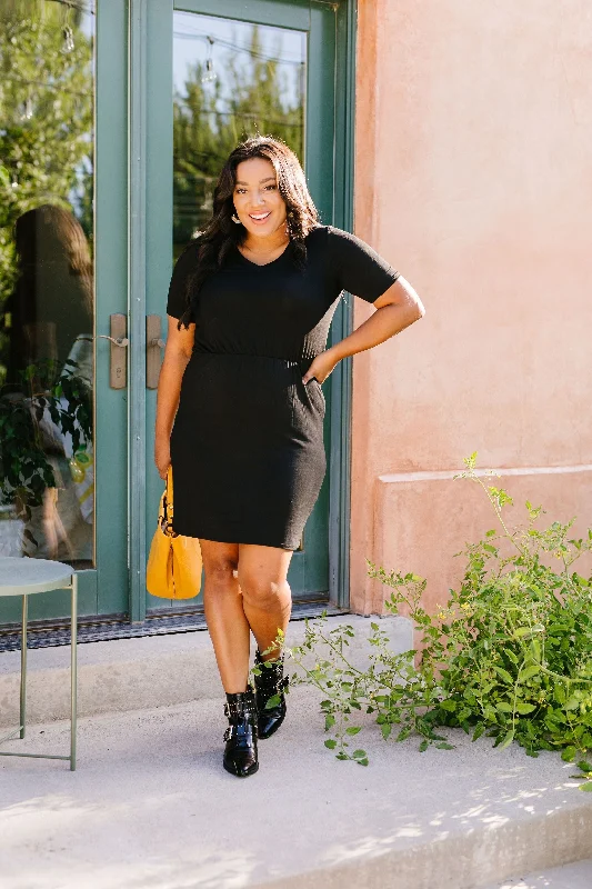 Limited Availability Cute Comfort Dress In Black - On Hand