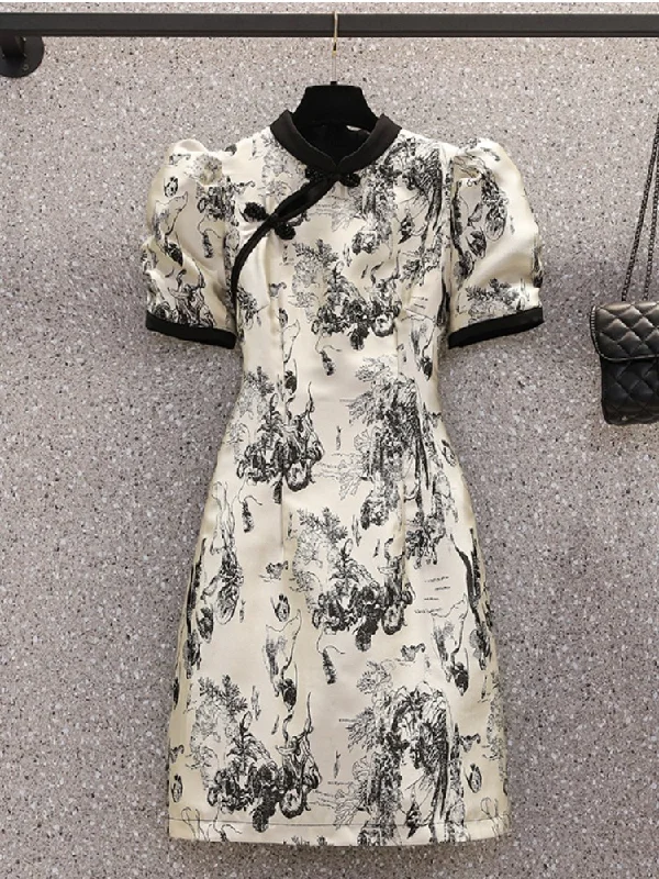 Closeout Plus Size Black Mod Cheongsam Dress