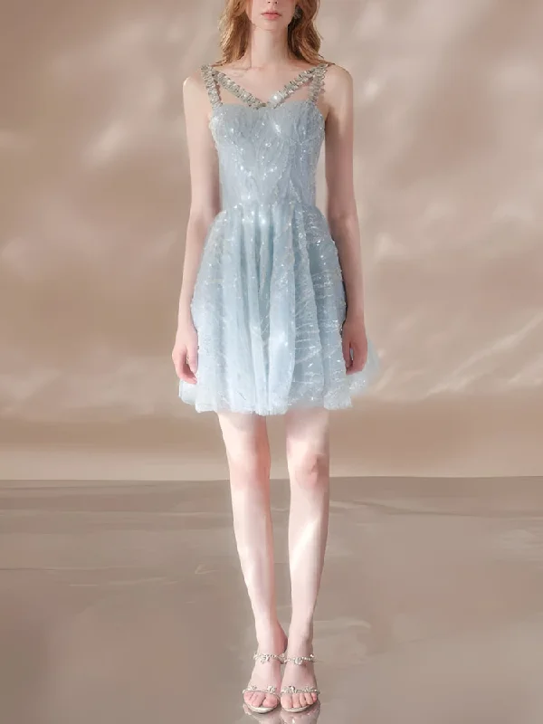 Super Sale Crystal Strap Sequin Mini Dress