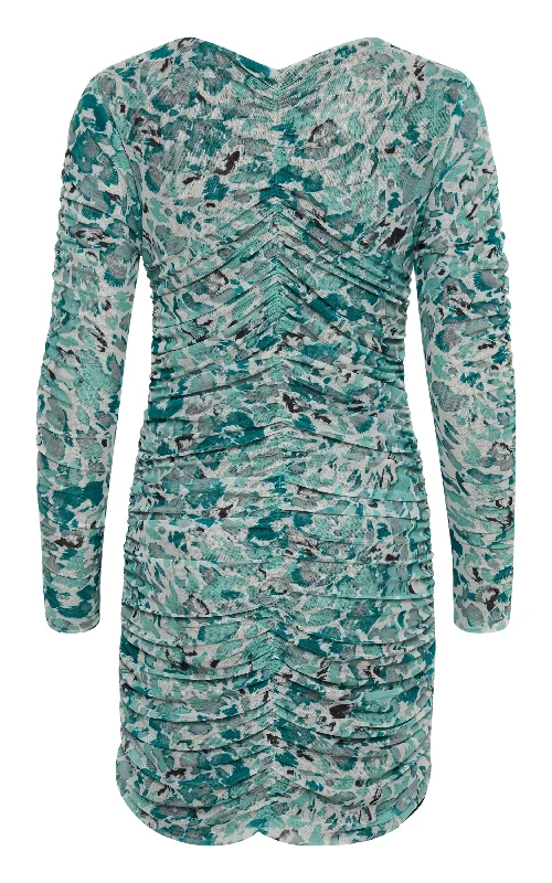 Last Chance Soaked in Luxury - Damara Ruched Longsleeve Abstract Dress